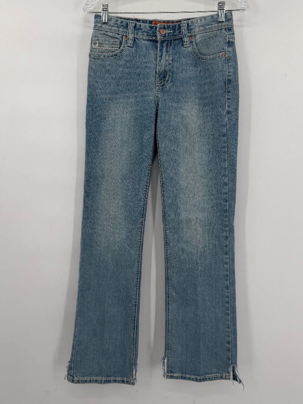 Rock & Roll Denim Bootcut Jeans Light Wash Raw Hem Slit Y2K Women’s 25